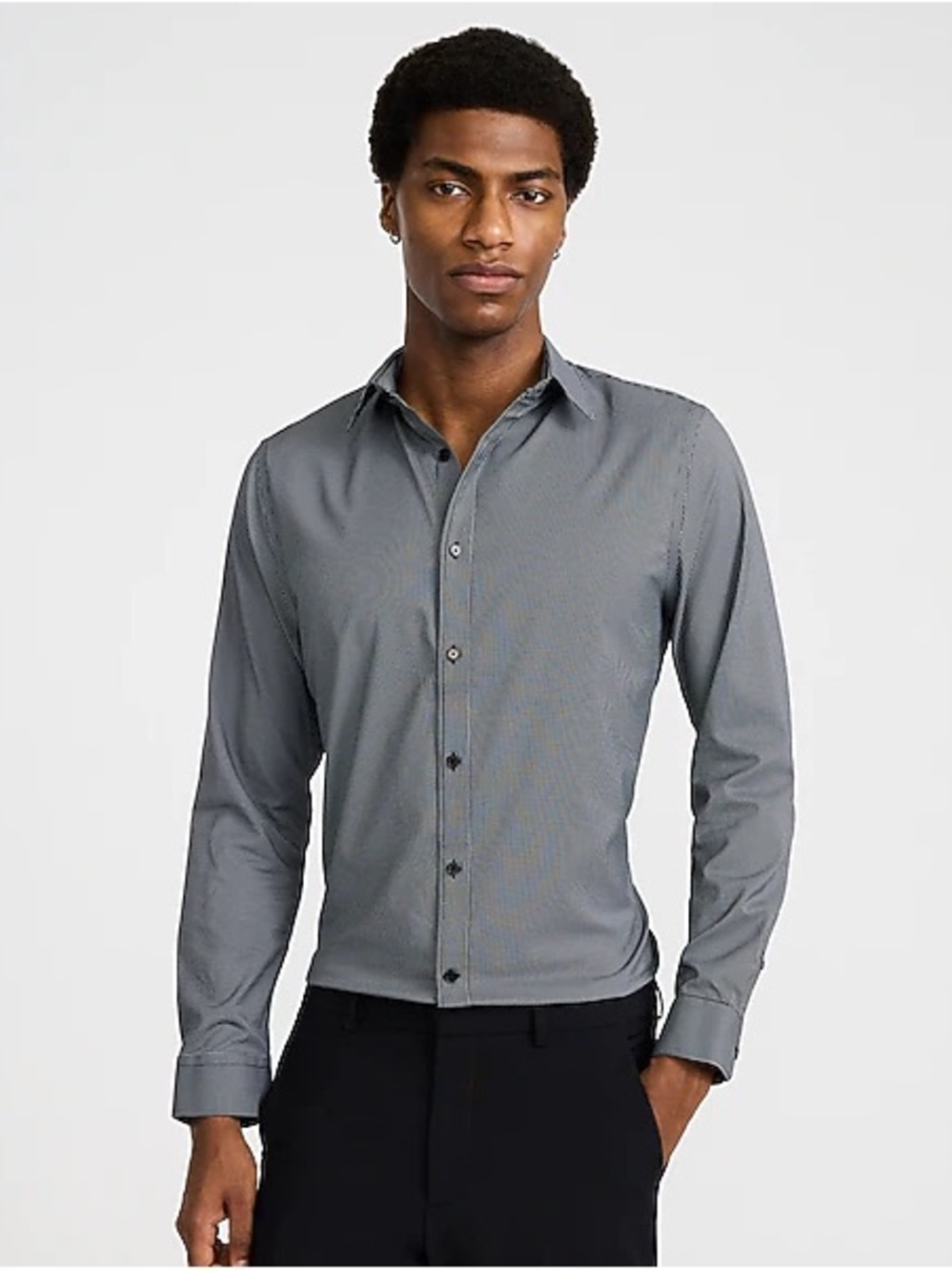 Express Men's Gray Long-Sleeve Dress Shirt
